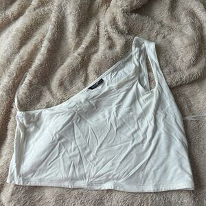 SHEIN White Asymmetrical Crop Top